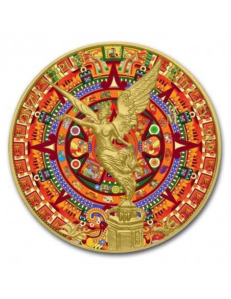 AZTEC CALENDAR 1 Oz Silver & Gold plated Libertad coin Mexico 2018 - Coins & More - Mexique