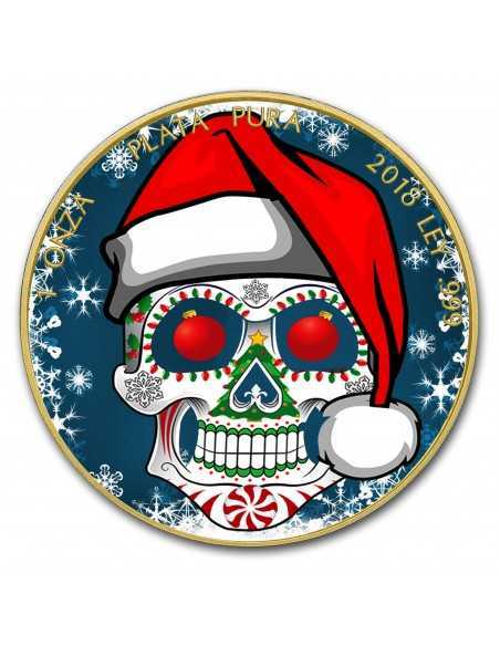 CHRISTMAS SKULL I 1 Oz Silver & gold plated Libertad coin Mexico 2018 - Coins & More - Mexique