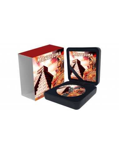 MONTEZUMA - 1 Oz Silver & Ruthenium plated libertad coin Mexico 2019 - Coins & More - Messico