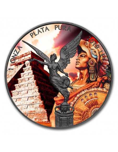 MONTEZUMA - 1 Oz Silver & Ruthenium plated libertad coin Mexico 2019 - Coins & More - Messico