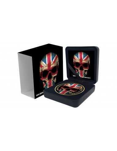 BRITANNIA FLAG SKULL 1 Oz Silver & Gold Plated coin 2£ Pounds UK 2019 - Coins & More - United Kingdom