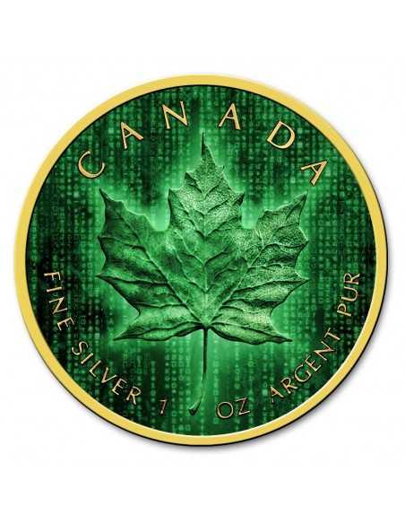 DIGITAL RAIN MAPLE LEAF 1 Oz Silver & gold plated 5$ Dollars coin Canada 2019 - Coins & More - Canada