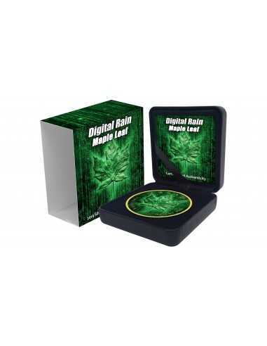 DIGITAL RAIN MAPLE LEAF 1 Oz Silver & gold plated 5$ Dollars coin Canada 2019 - Coins & More - Canada