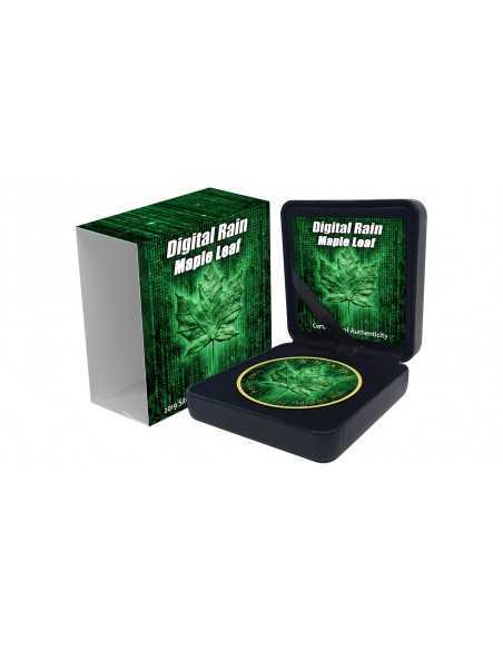 DIGITAL RAIN MAPLE LEAF 1 Oz Silver & gold plated 5$ Dollars coin Canada 2019 - Coins & More - Canada