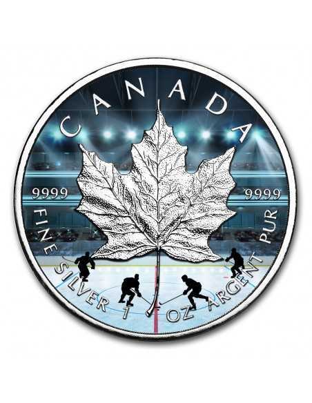 HOCKEY SUR GLACE - 1 Oz Silver Colorized coin 5$ Dollars Canada 2019 - Coins & More - Canada