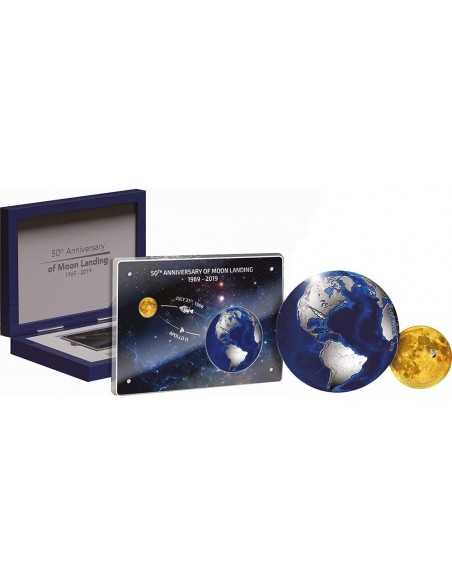 MOON LANDING 50th Anniversary 2 Coins Set 5$ 10$ Barbados 2019 - Coins & More - Barbade