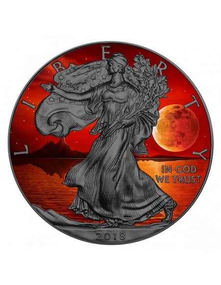BLOOD MOON 1 Oz Silver & Ruthenium plated 1$ coin USA 2018