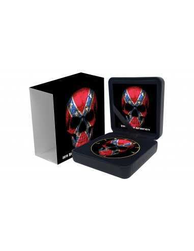 CONFEDERATE FLAG SKULL 1 Oz Silver & Gold Plated coin 1$ Dollar USA 2019 - Coins & More - Usa