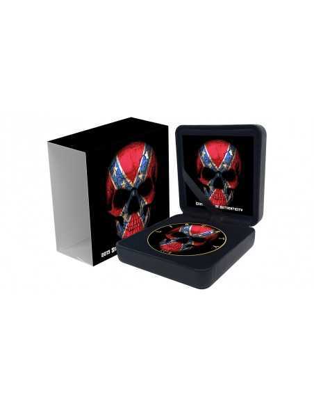 CONFEDERATE FLAG SKULL 1 Oz Silver & Gold Plated coin 1$ Dollar USA 2019 - Coins & More - Usa