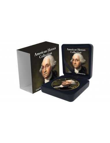 GEORGE WASHINGTON 1 Oz Silver & Gold plated 1$ colorized coin USA 2019 - Coins & More - Usa