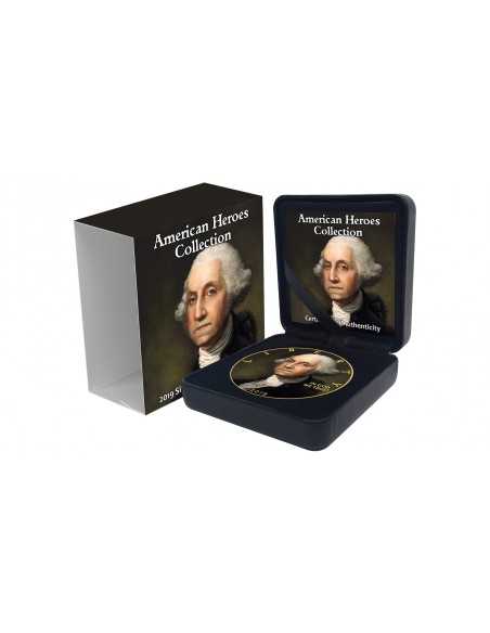 GEORGE WASHINGTON 1 Oz Silver & Gold plated 1$ colorized coin USA 2019 - Coins & More - Usa