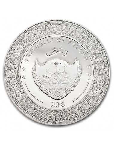 GIRL PEARL EARRING Vermeer Great Micromosaic Passion 3 Oz Silver Coin 20$ Palau 2019 - Coins & More - Palau