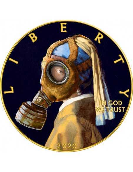 LA JEUNE FILLE A LA PERLE GAZ MASK VERMEER CORONAVIRUS QUARANTINED ART 1$ 2020 1 oz Silver & gold plated coin - Coins & More ...