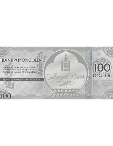 YEAR OF THE OX Foil Silver Note 100 Togrog Mongolia 2020 - Coins & More - Mongolie