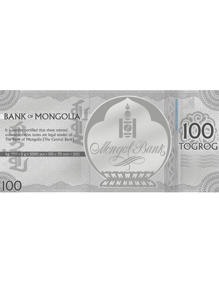 YEAR OF THE OX Foil Silver Note 100 Togrog Mongolia 2020 - Coins & More - Mongolie