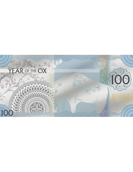 YEAR OF THE OX Foil Silver Note 100 Togrog Mongolia 2020 - Coins & More - Mongolie