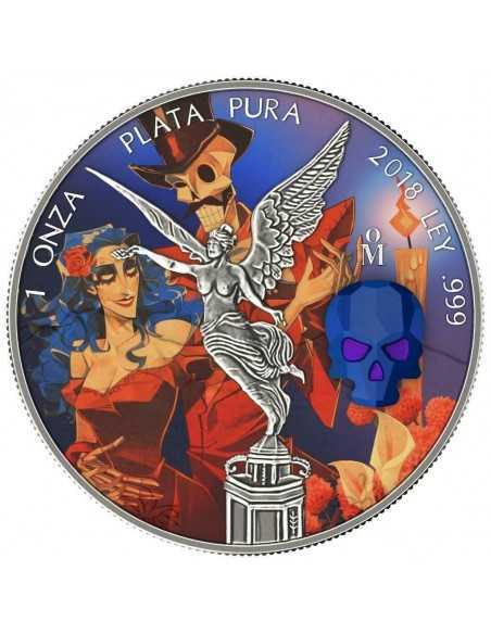 CRYSTAL SKULL V Day of the Dead Libertad 1 Oz Silver Coin Mexico 2018 - Coins & More - Mexique