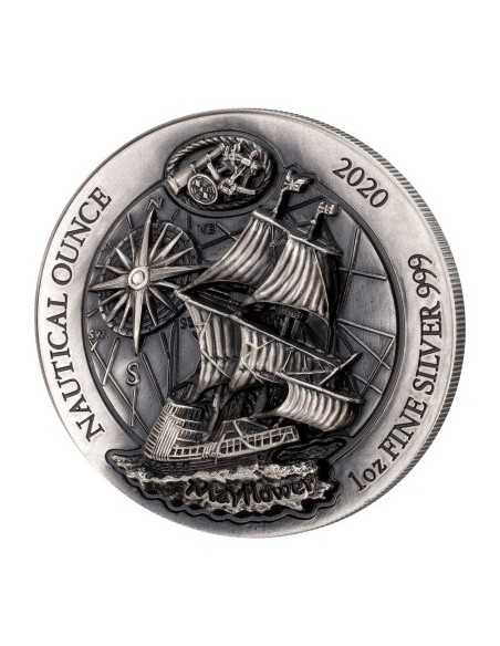 ANTIQUED MAYFLOWER 1 Oz 50 RWF Rwanda 2020 silver antique coin - Coins & More - Africa