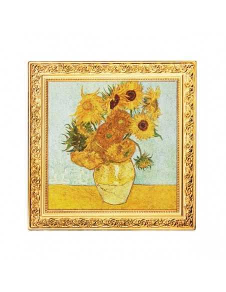 SUNFLOWERS Treasures of World Vincent Van Gogh 1 Oz Silver Coin 1$ Niue 2019 - Coins & More - Niue