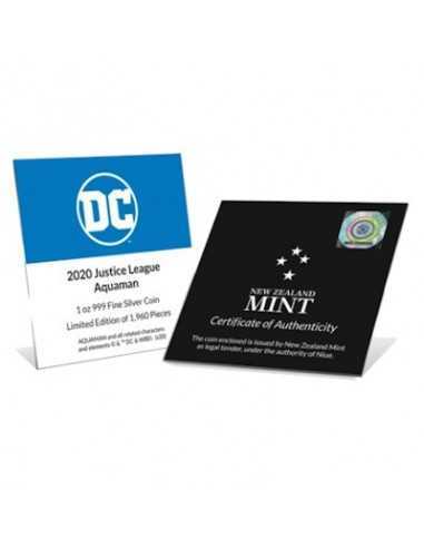 AQUAMAN Justice League 60 Jahrestag 1 Oz Silber Münze 2$ Niue 2020