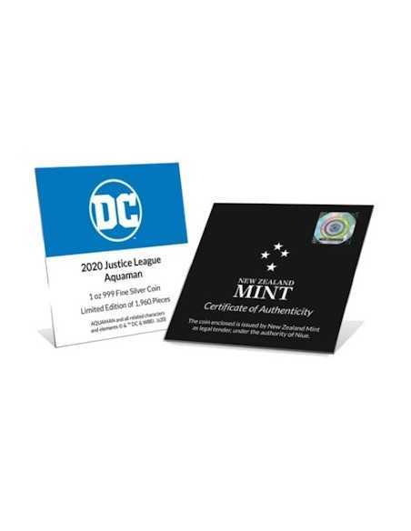 AQUAMAN Justice League 60 Jahrestag 1 Oz Silber Münze 2$ Niue 2020