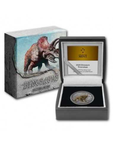 TRICERATOPS Dinosaurs 1 Oz Silver Coin 2$ Niue 2020 - Coins & More - Niue