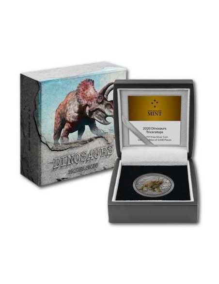 TRICERATOPS Dinosaurs 1 Oz Silver Coin 2$ Niue 2020 - Coins & More - Niue