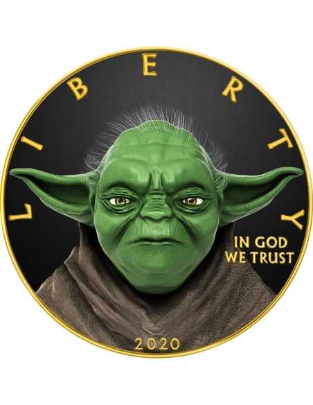 CONFIDENT YODA 1 Oz Silver & gold plated Star Wars coin USA 2020 - Coins & More - Usa