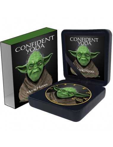 CONFIDENT YODA 1 Oz Silver & gold plated Star Wars coin USA 2020 - Coins & More - Usa