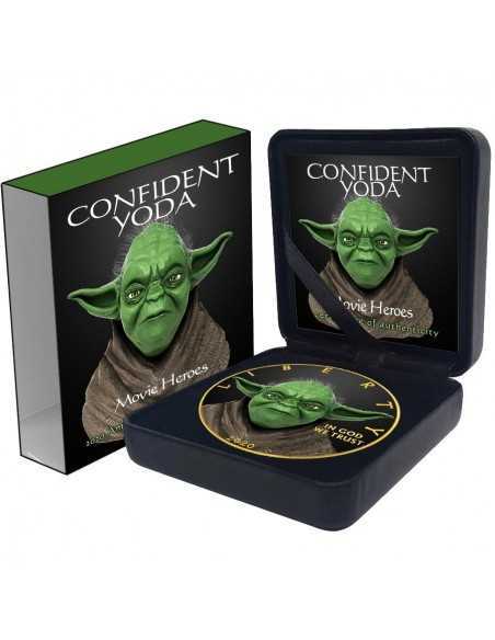 CONFIDENT YODA 1 Oz Silver & gold plated Star Wars coin USA 2020 - Coins & More - Usa