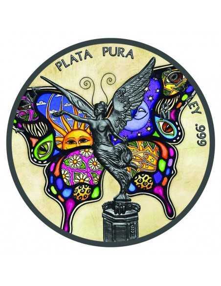 BUTTERFLY ART 1 Oz Silver & Ruthenium plated Libertad coin Mexico 2018 - Coins & More - Mexique