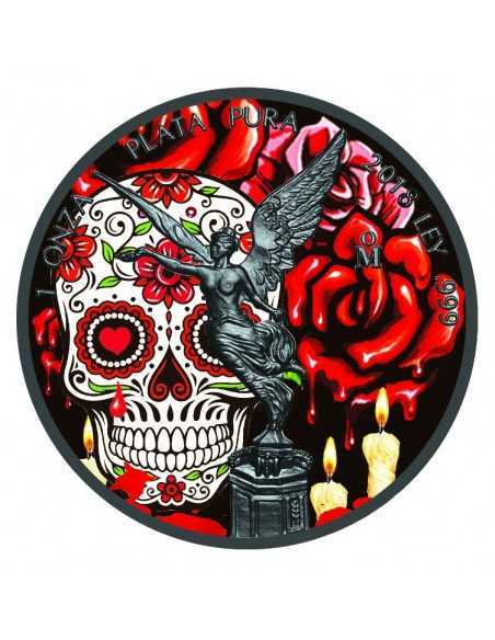 BLOODY DIA DE LOS MUERTOS 1 Oz Silver & Ruthenium plated Libertad coin Mexico 2018 - Coins & More - Mexico