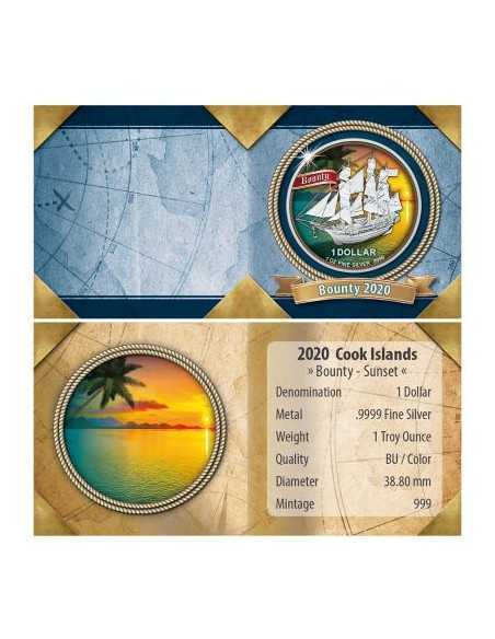BOUNTY SUNSET 2020 1 Oz Silver Coin 1$ COOK ISLANDS 2020 - Coins & More - Islas Cook