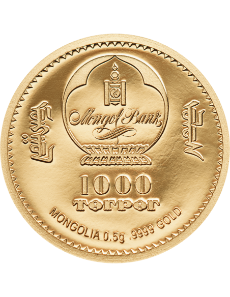 DIPLOCAULUS Evolution of Life 0.5g Gold Coin 1000 Togrog Mongolia 2020 - Coins & More - Mongolia