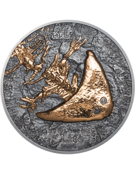 DIPLOCAULUS Evolution of Life 1 Oz Silver Coin 500 Togrog Mongolia 2020 - Coins & More - Mongolia