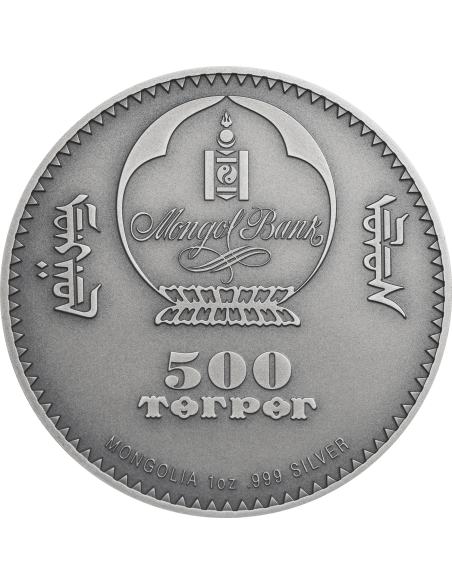 DIPLOCAULUS Evolution of Life 1 Oz Silver Coin 500 Togrog Mongolia 2020 - Coins & More - Mongolia