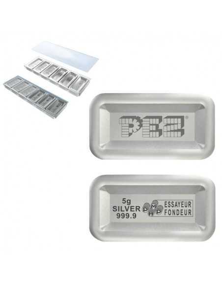 6 x 5g PEZ® Refill Set 6 unità - Wafer d'argento per dispenser PAMP - Coins & More - Argento