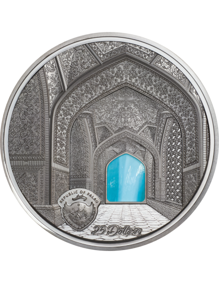 TIFFANY ART Isfahan 5 Oz Black Proof Silver Coin 25$ Palau 2020 - Coins & More - Palau