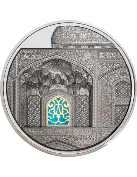 TIFFANY ART Isfahan 5 Oz Black Proof Silver Coin 25$ Palau 2020 - Coins & More - Palau