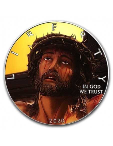 JESUS CHRIST CROSS Walking Liberty 1 Oz Silver Coin 1$ Dollar USA 2020 - Coins & More - Usa