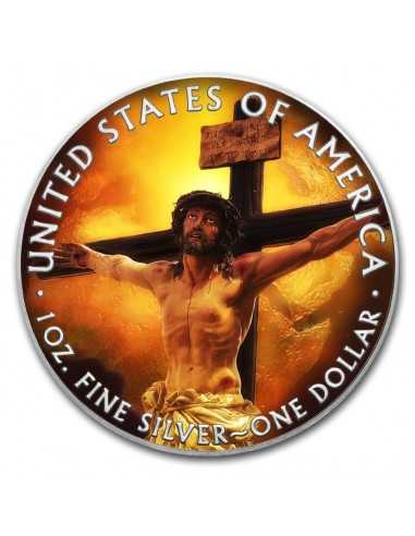 JESUS CHRIST CROSS Walking Liberty 1 Oz Silver Coin 1$ Dollar USA 2020 - Coins & More - Usa