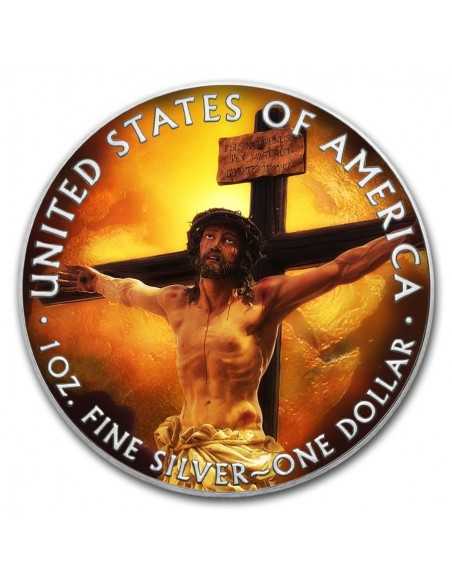 JESUS CHRIST CROSS Walking Liberty 1 Oz Silver Coin 1$ Dollar USA 2020 - Coins & More - Usa