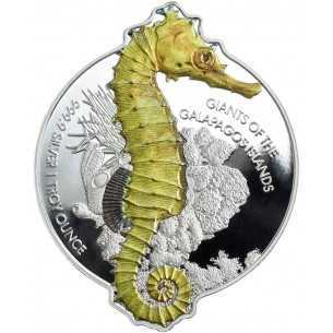 GIANT SEAHORSE Giants Of The Galapagos Islands 1 Oz Silver Coin 2$ Solomon Islands 2020 - Coins & More - Silver