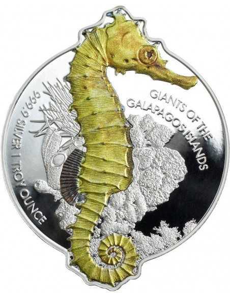 GIANT SEAHORSE Giants Of The Galapagos Islands 1 Oz Silver Coin 2$ Solomon Islands 2020 - Coins & More - Argent