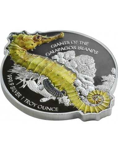 GIANT SEAHORSE Giants Of The Galapagos Islands 1 Oz Silver Coin 2$ Solomon Islands 2020 - Coins & More - Argent