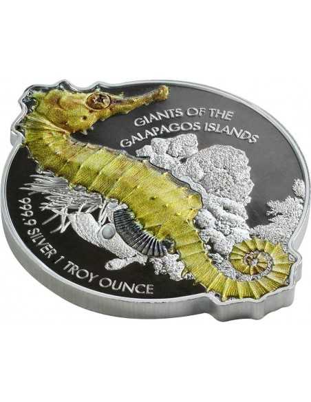 GIANT SEAHORSE Giants Of The Galapagos Islands 1 Oz Silver Coin 2$ Solomon Islands 2020 - Coins & More - Argent