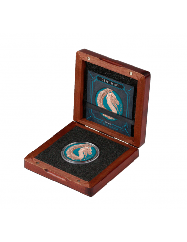 FAFNIR Space Blue & Rose Gold Dragon 1 Oz Silver Gilded Coin 5 Mark Germania Beasts 2020 - Coins & More - Europa