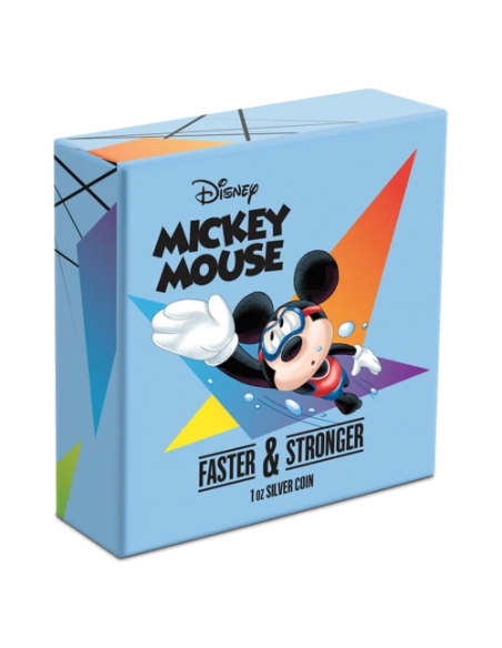 FASTER AND STRONGER Mickey Mouse SWIMMING Disney 1 Oz Moneta Argento 2$ Niue 2020 - Coins & More - Niue