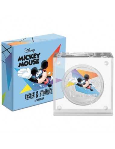 FASTER AND STRONGER Mickey Mouse SWIMMING Disney 1 Oz Moneta Argento 2$ Niue 2020 - Coins & More - Niue