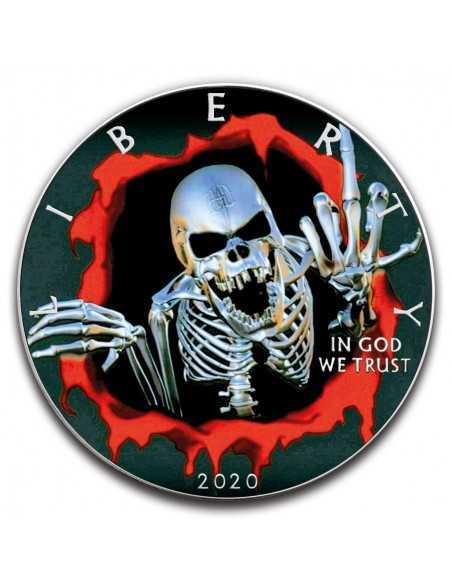 ANGRY SKULL MIDDLE FINGER 1 Oz Silver coin 1$ Silver Eagle 2020 - Coins & More - Usa